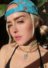 Boho Necklace, Choker Necklace, Blue and Green Natural Stones